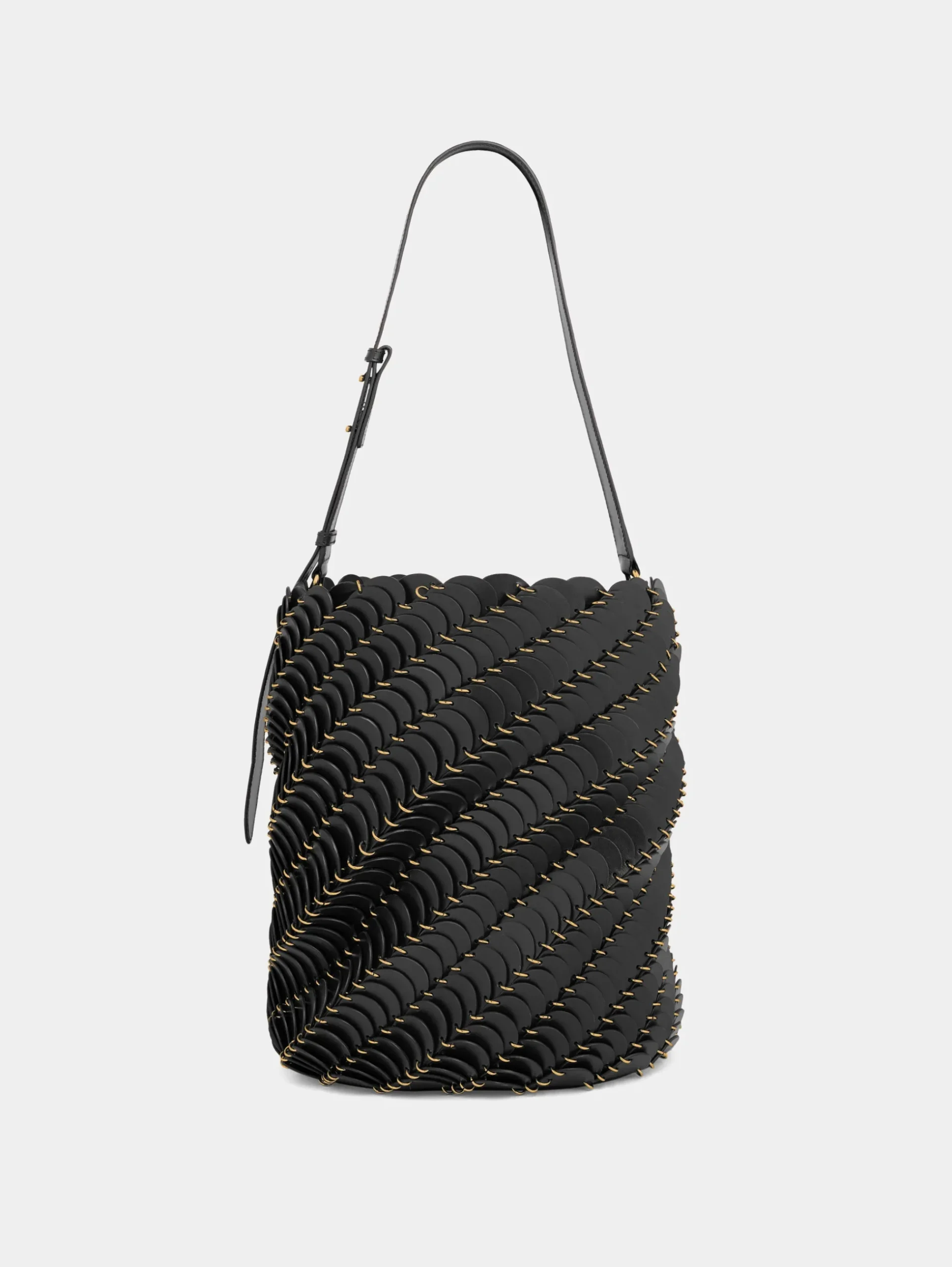 Large Black bucket Paco bag in leather | Rabanne Cheap