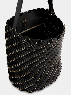 Large Black bucket Paco bag in leather | Rabanne Cheap