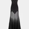 Long Black Dress with Embellishments | Rabanne Fashion
