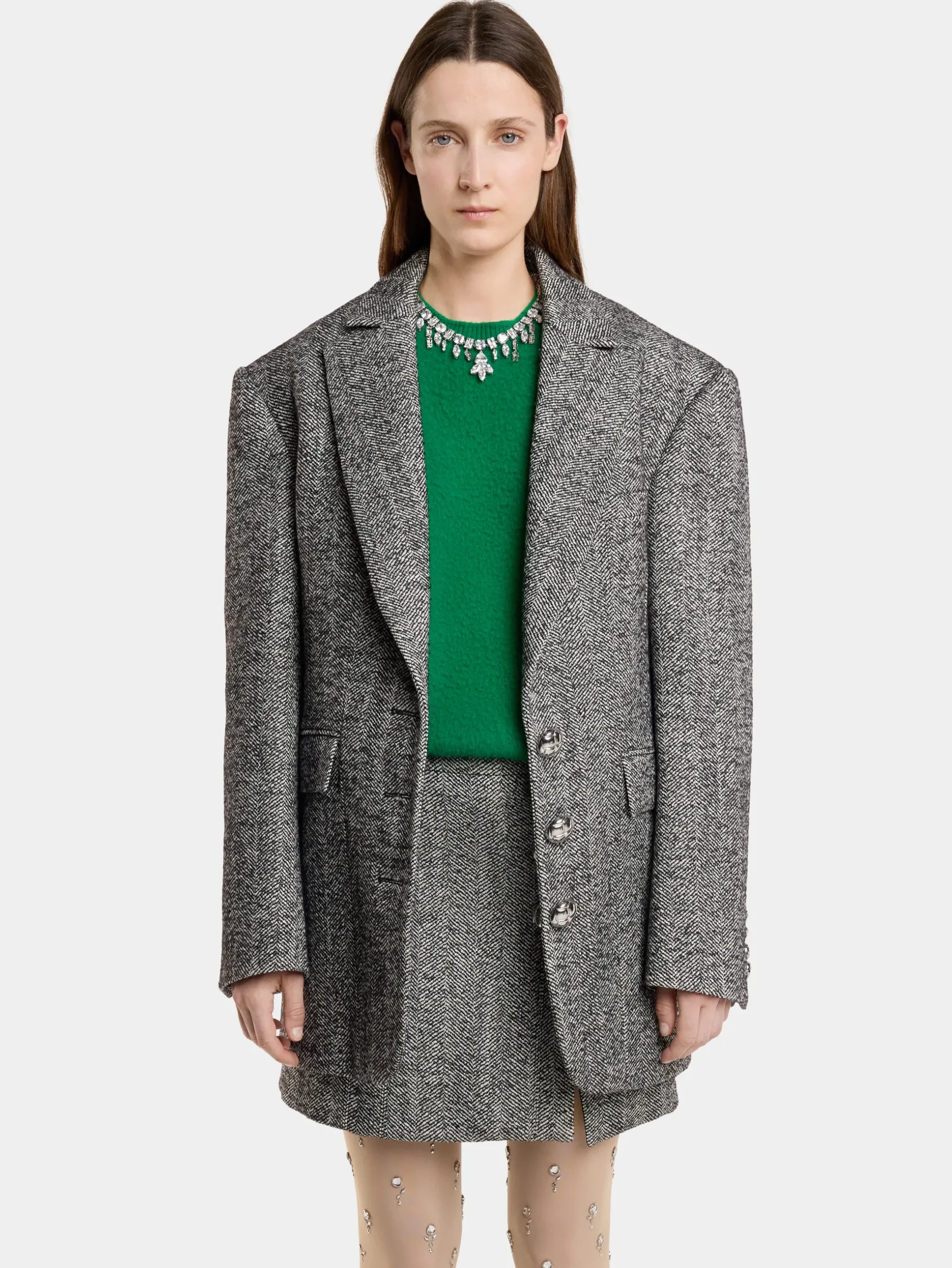 LONG BLAZER IN HERRINGBONE WOOL | Rabanne Best