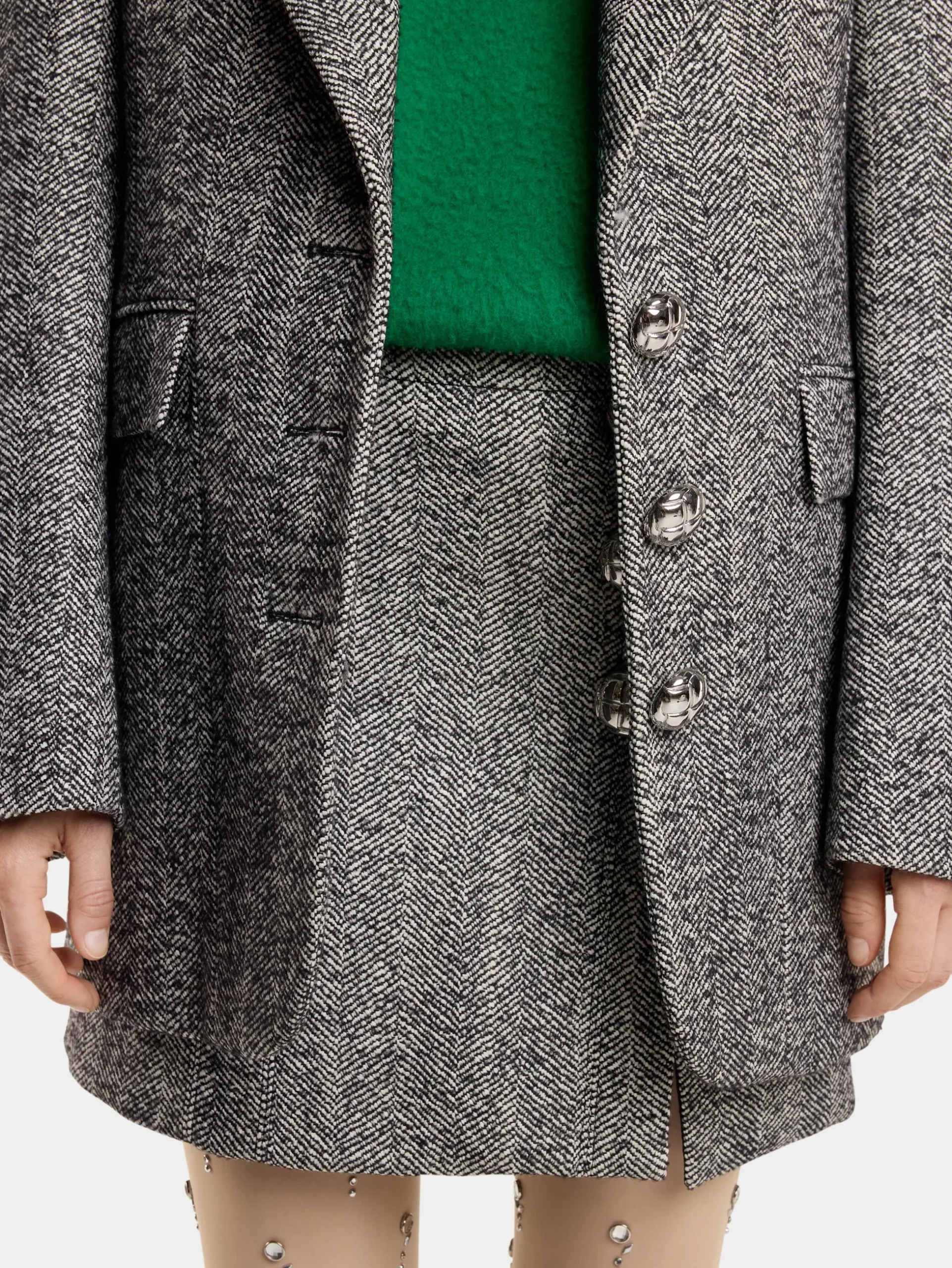 LONG BLAZER IN HERRINGBONE WOOL | Rabanne Best