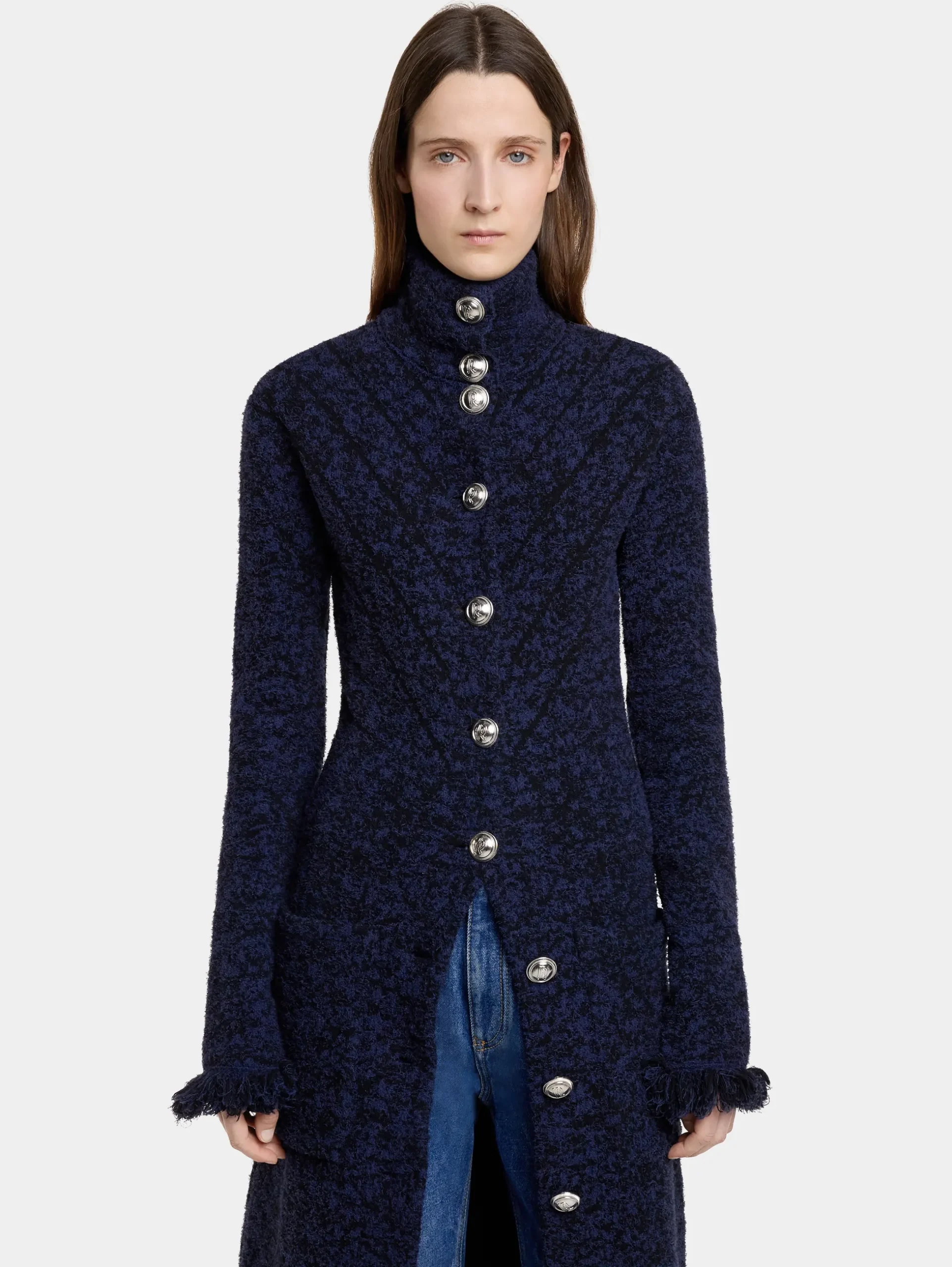 LONG COAT IN TWEED KNIT | Rabanne Online