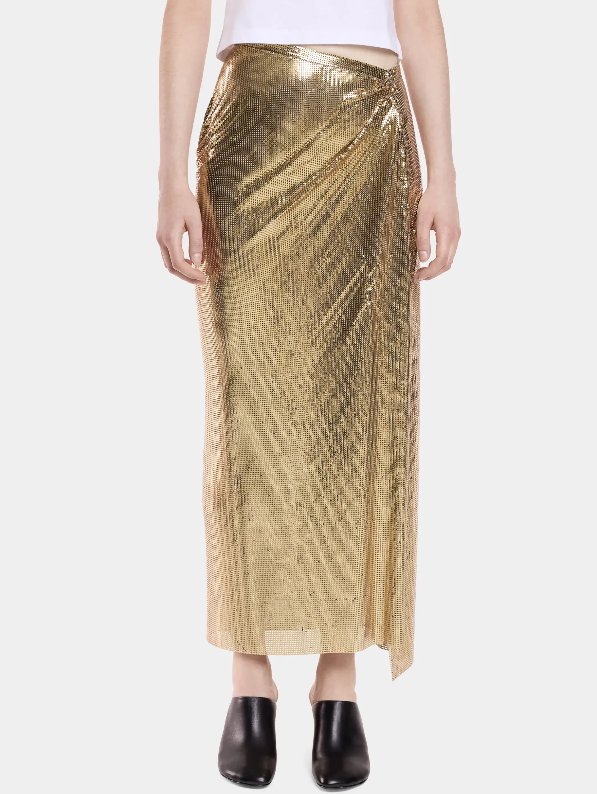 LONG GATHERED SKIRT IN MESH | Rabanne Cheap