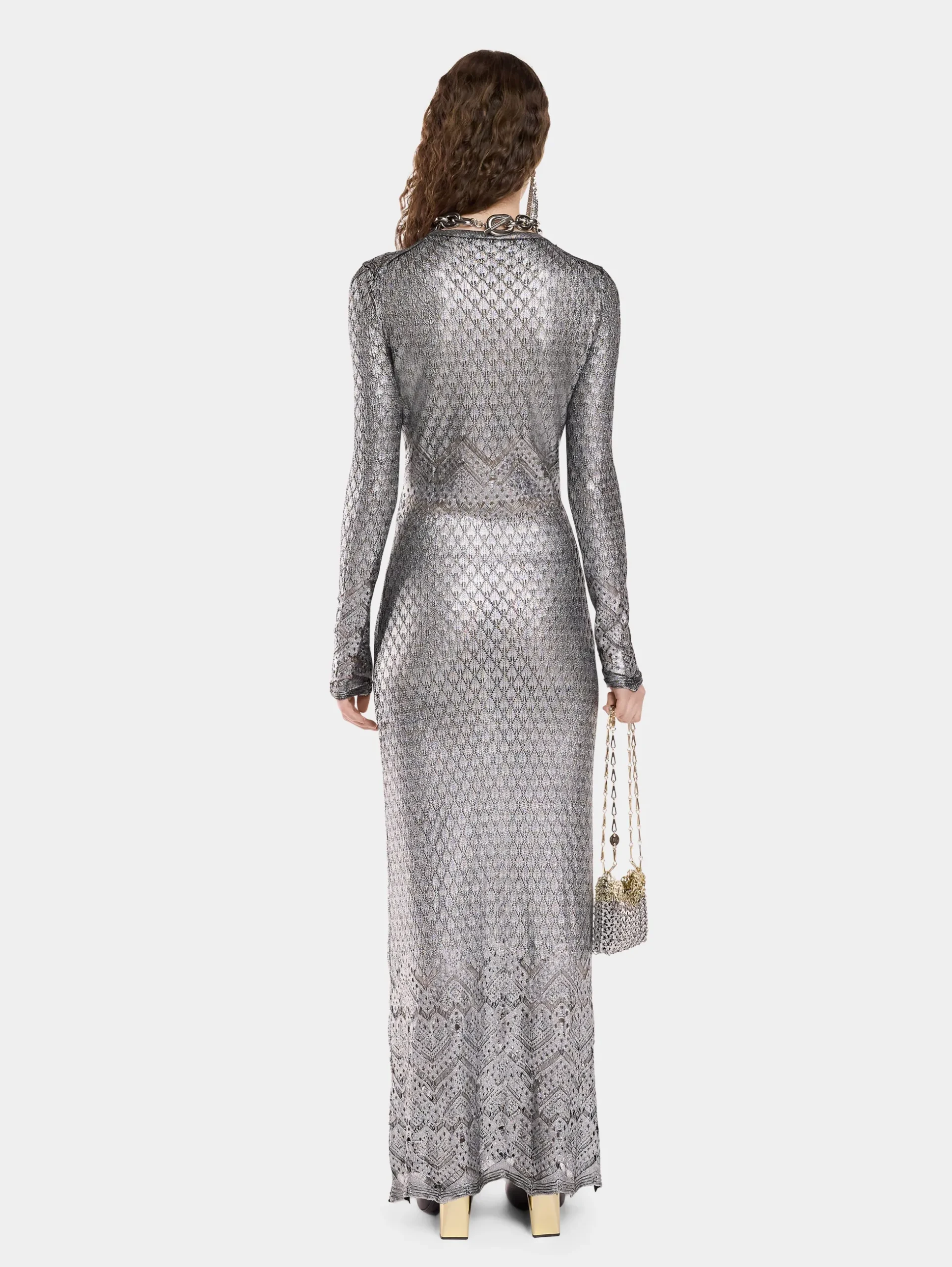 LONG LACE-LIKE KNIT DRESS | Rabanne Online