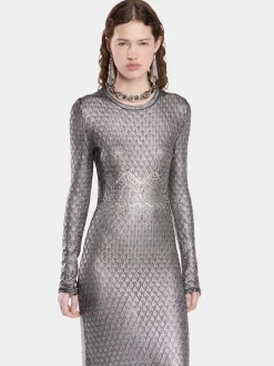 LONG LACE-LIKE KNIT DRESS | Rabanne Online