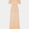 Long raffia colored lace dress | Rabanne Fashion