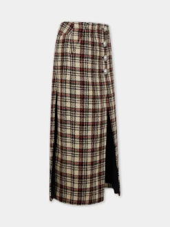 LONG SKIRT IN WOOL TARTAN | Rabanne Store
