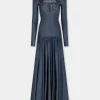 LONG SLATE EMBROIDERED DRESS IN JERSEY | Rabanne Discount