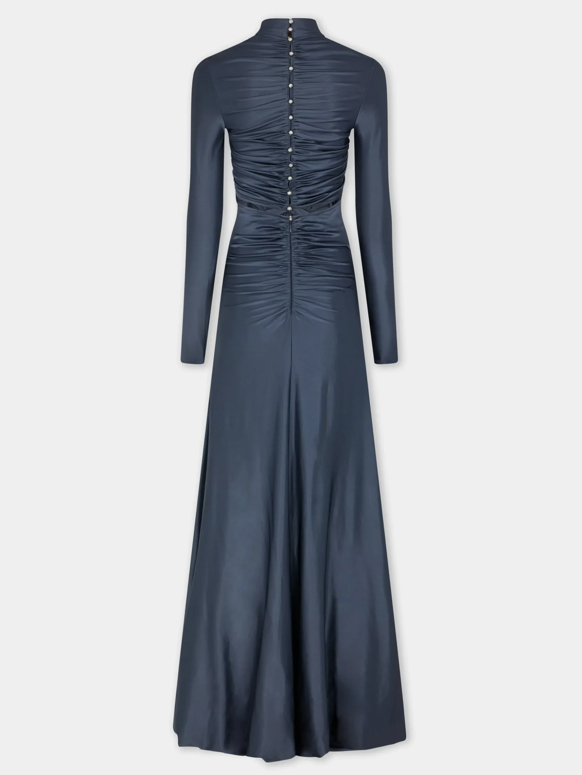 LONG SLATE EMBROIDERED DRESS IN JERSEY | Rabanne Discount