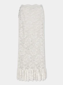 Maxi stretch lace ivory skirt | Rabanne Hot