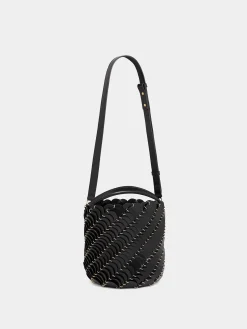 Medium Black bucket Paco bag in leather | Rabanne Discount