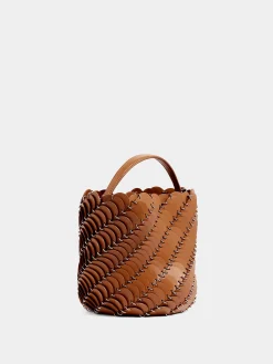 Medium Cognac bucket Paco bag in leather | Rabanne Hot