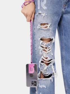 Metallic Pink crossbody phone chain | Rabanne Cheap