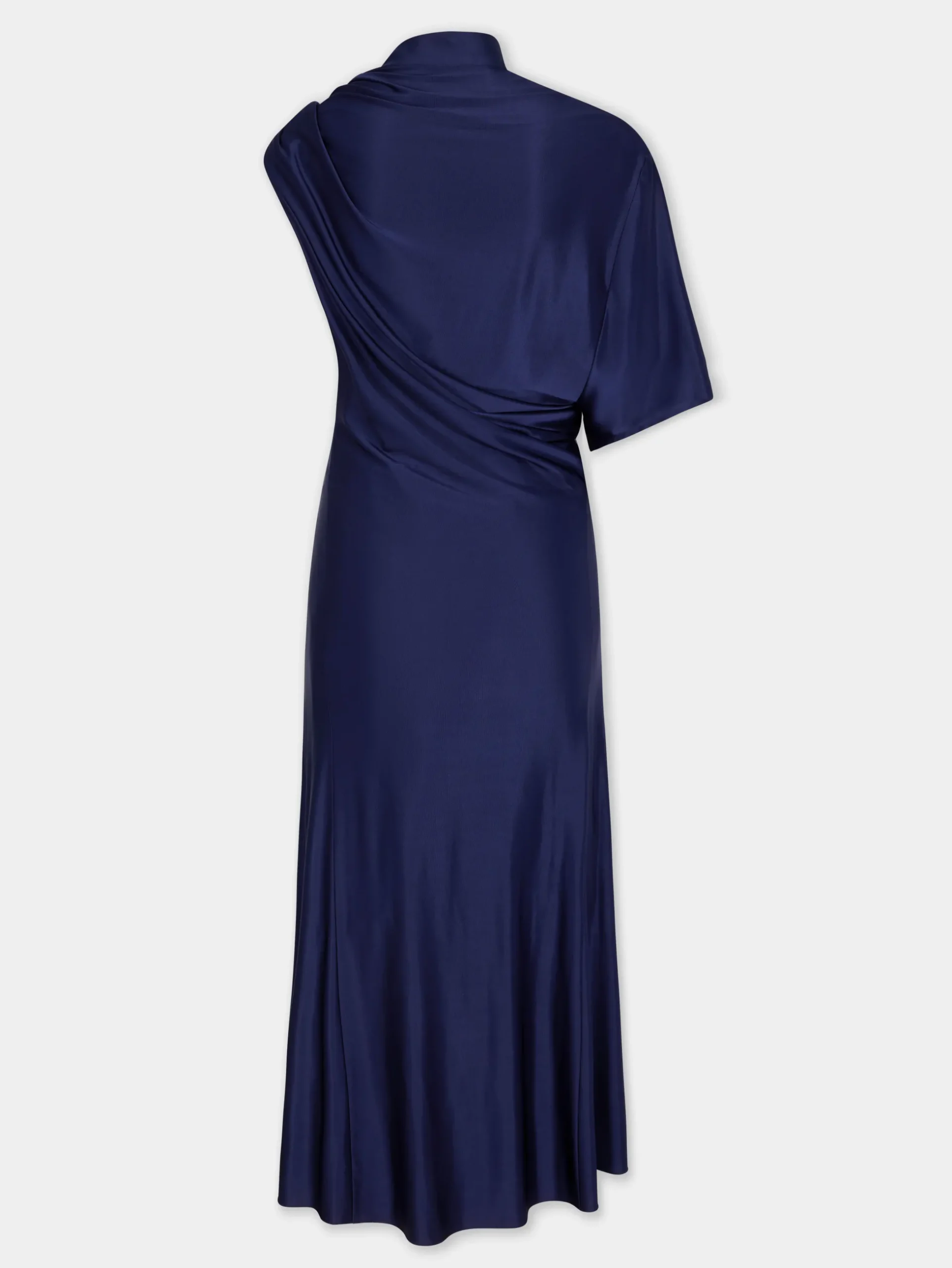 NAVY ASYMMETRICAL LONG DRESS IN JERSEY | Rabanne Best Sale