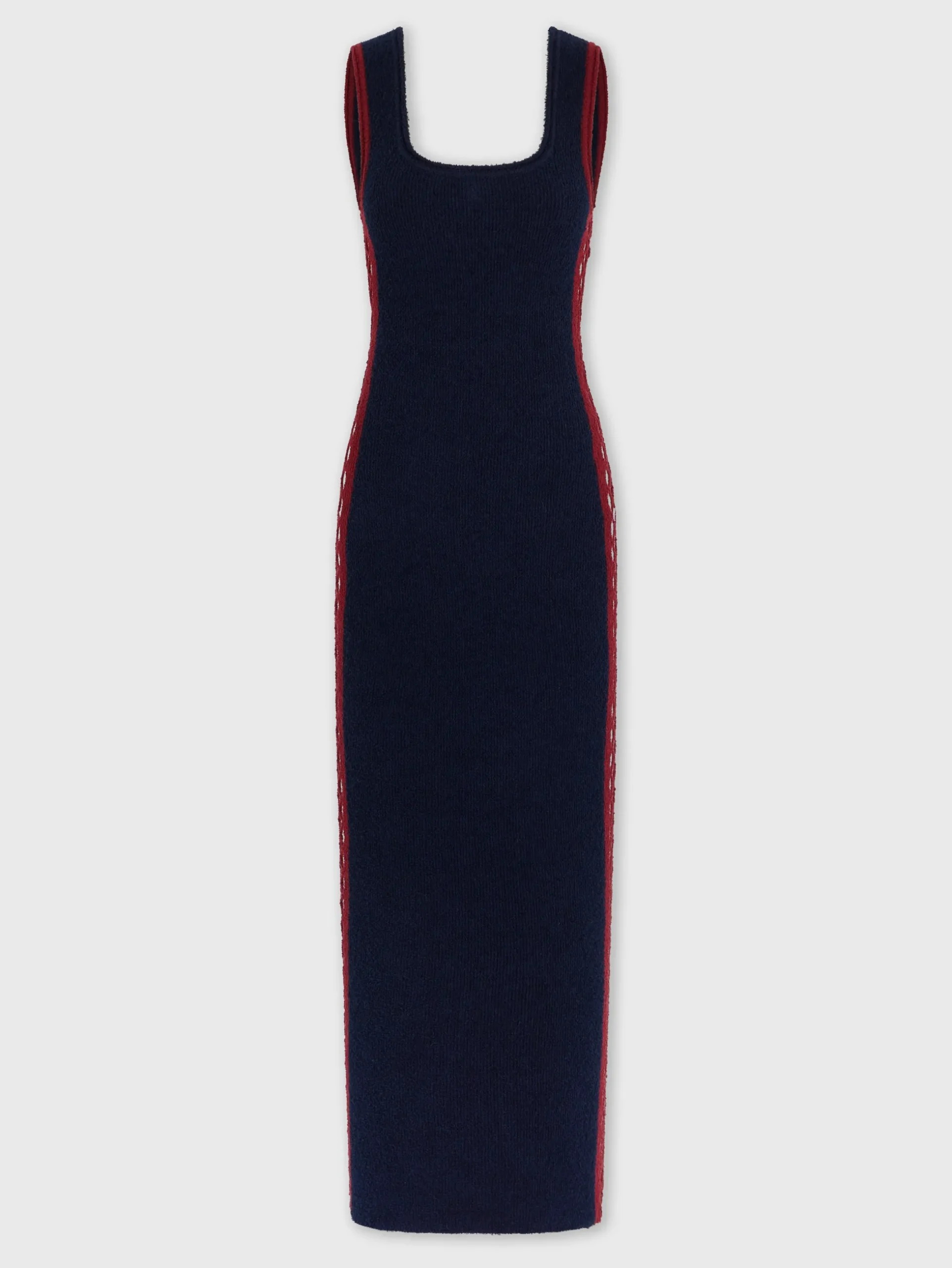 Navy eponge dress with crochet details | Rabanne New