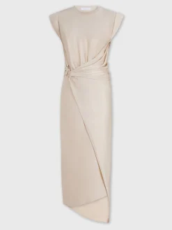 Nude draped dress with signature piercing | Rabanne Shop