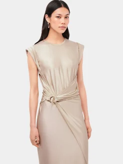 Nude draped dress with signature piercing | Rabanne Shop