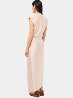 Nude draped dress with signature piercing | Rabanne Shop