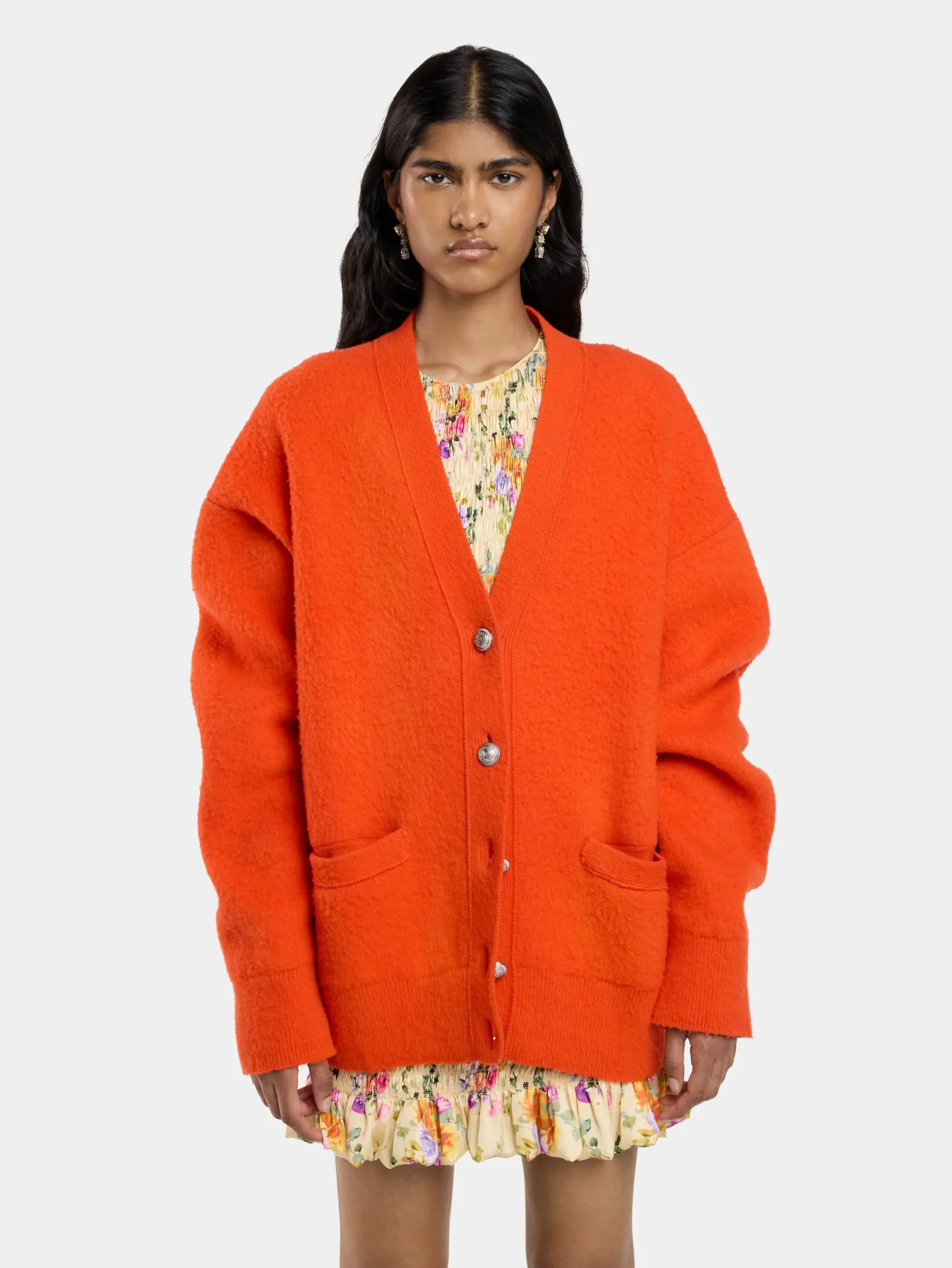 ORANGE OVERSIZED WOOL CARDIGAN | Rabanne Sale