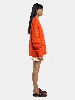 ORANGE OVERSIZED WOOL CARDIGAN | Rabanne Sale