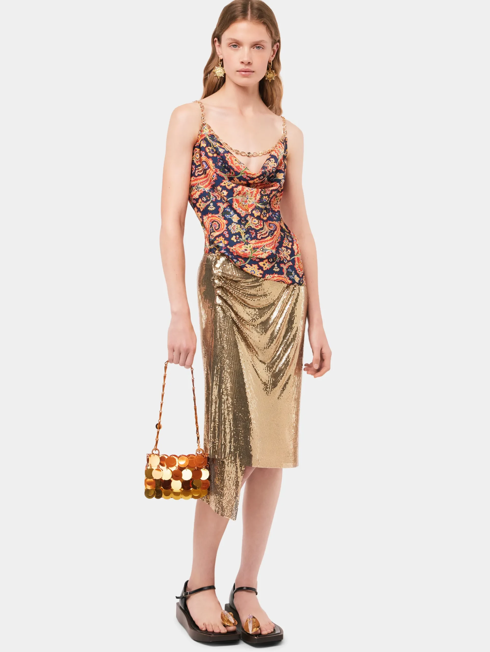 Paisley nuisette top with signature eight chain | Rabanne Cheap