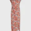 Paisley printed draped dress with signature piercing | Rabanne Hot