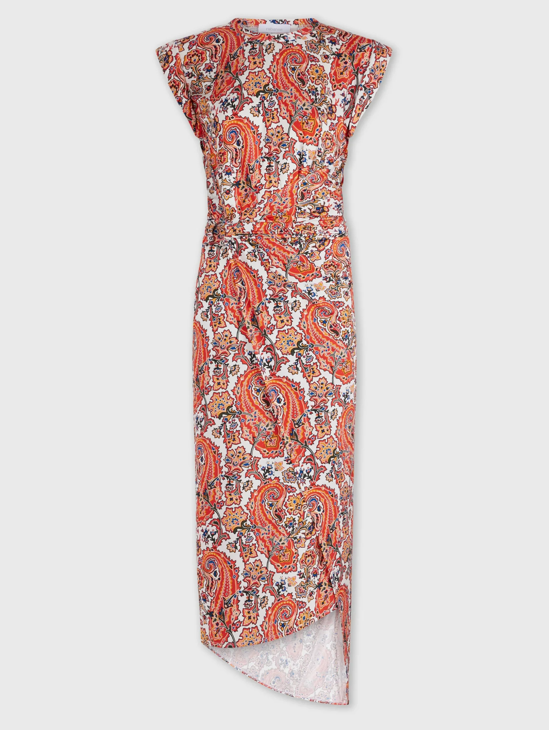 Paisley printed draped dress with signature piercing | Rabanne Hot