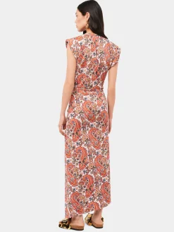 Paisley printed draped dress with signature piercing | Rabanne Hot