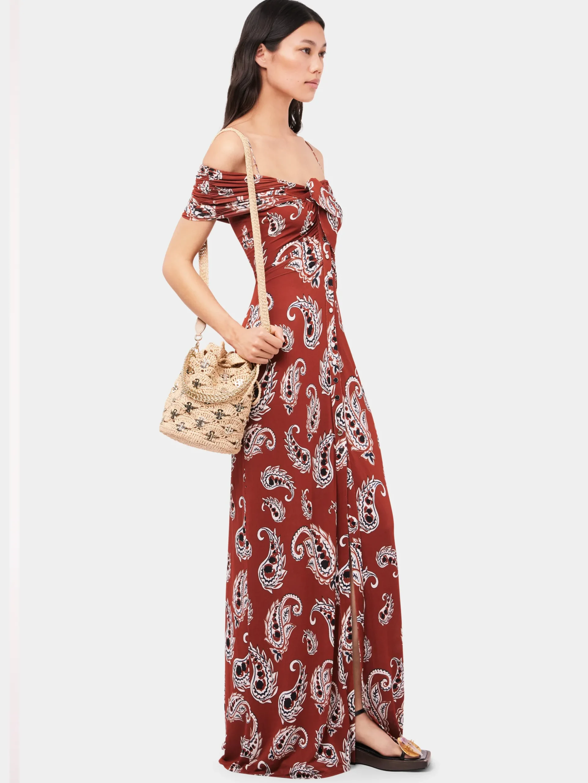 Paisley printed long dress | Rabanne Outlet