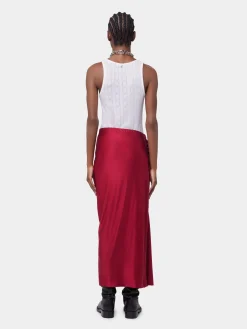 RED LONG DRAPED SKIRT IN JERSEY | Rabanne Cheap
