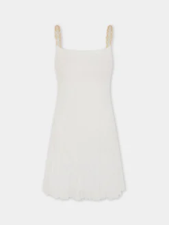 Short white pleated chiffon dress | Rabanne Online