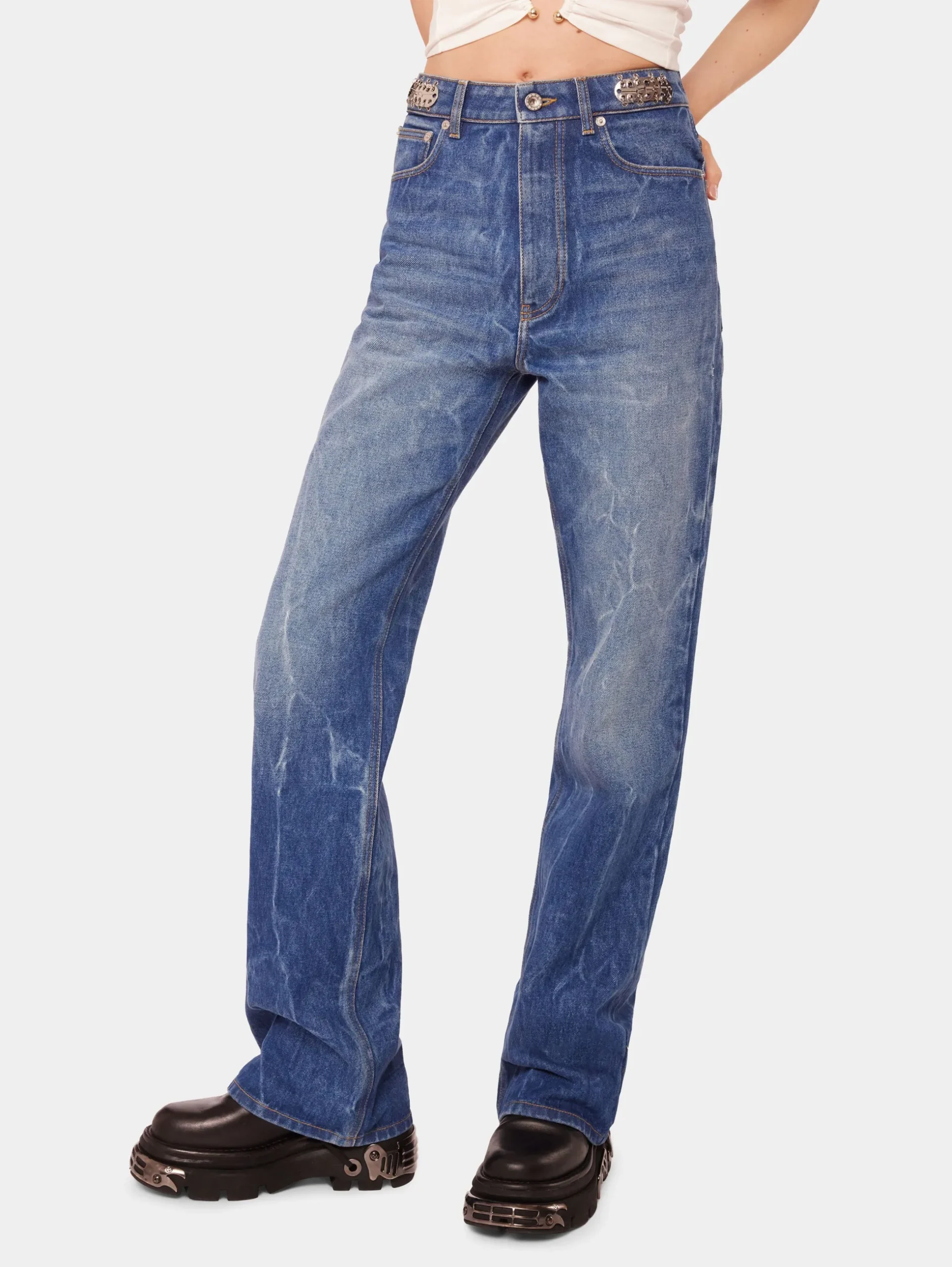 Signature jeans with 1969 metal discs | Rabanne Online