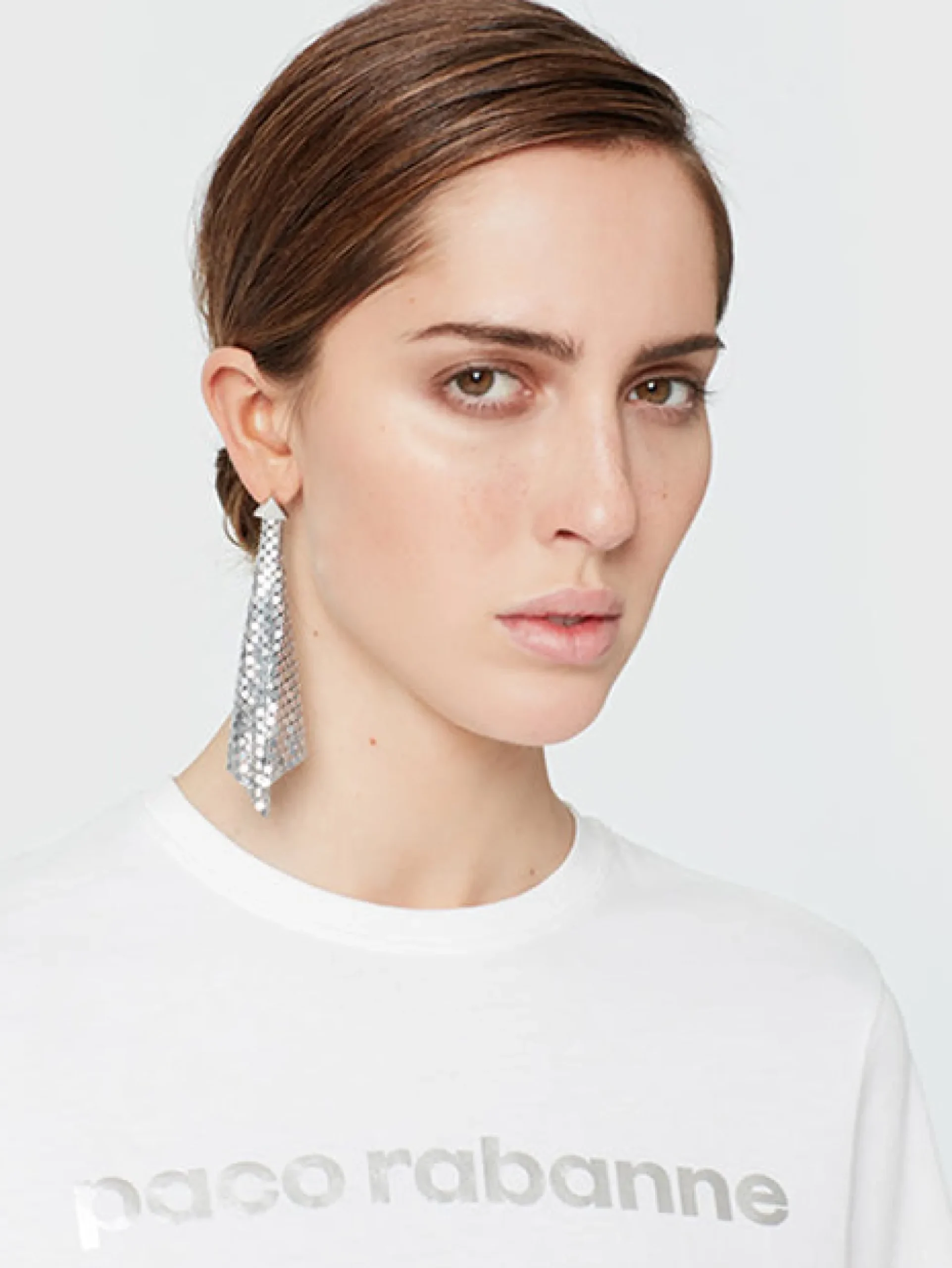 Silver chainmail earrings | Rabanne Online
