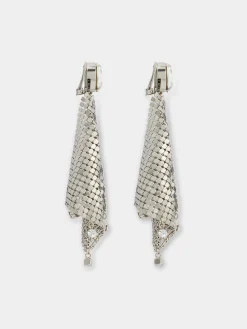 Silver chainmail earrings with crystals | Rabanne Hot