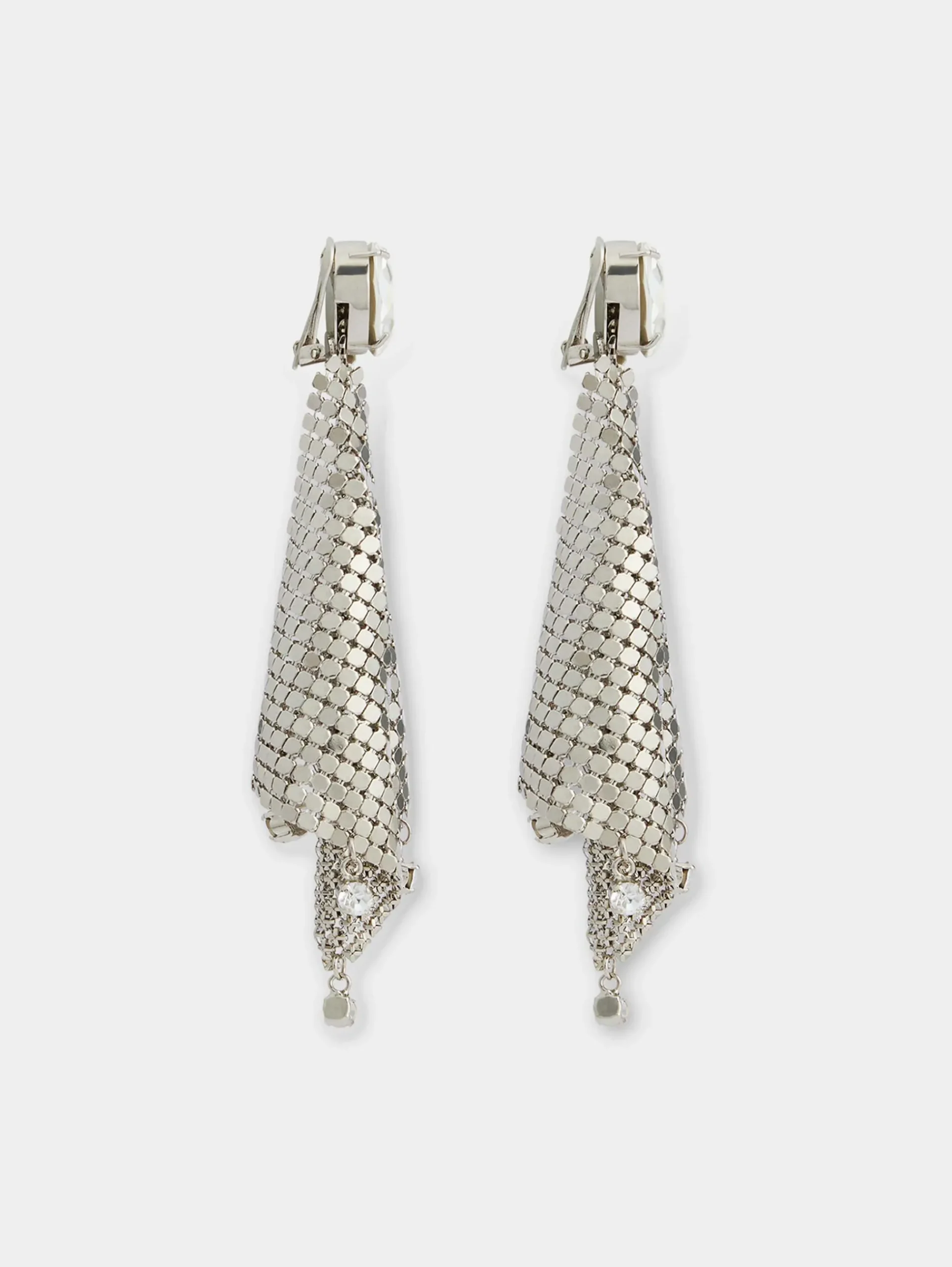 Silver chainmail earrings with crystals | Rabanne Hot