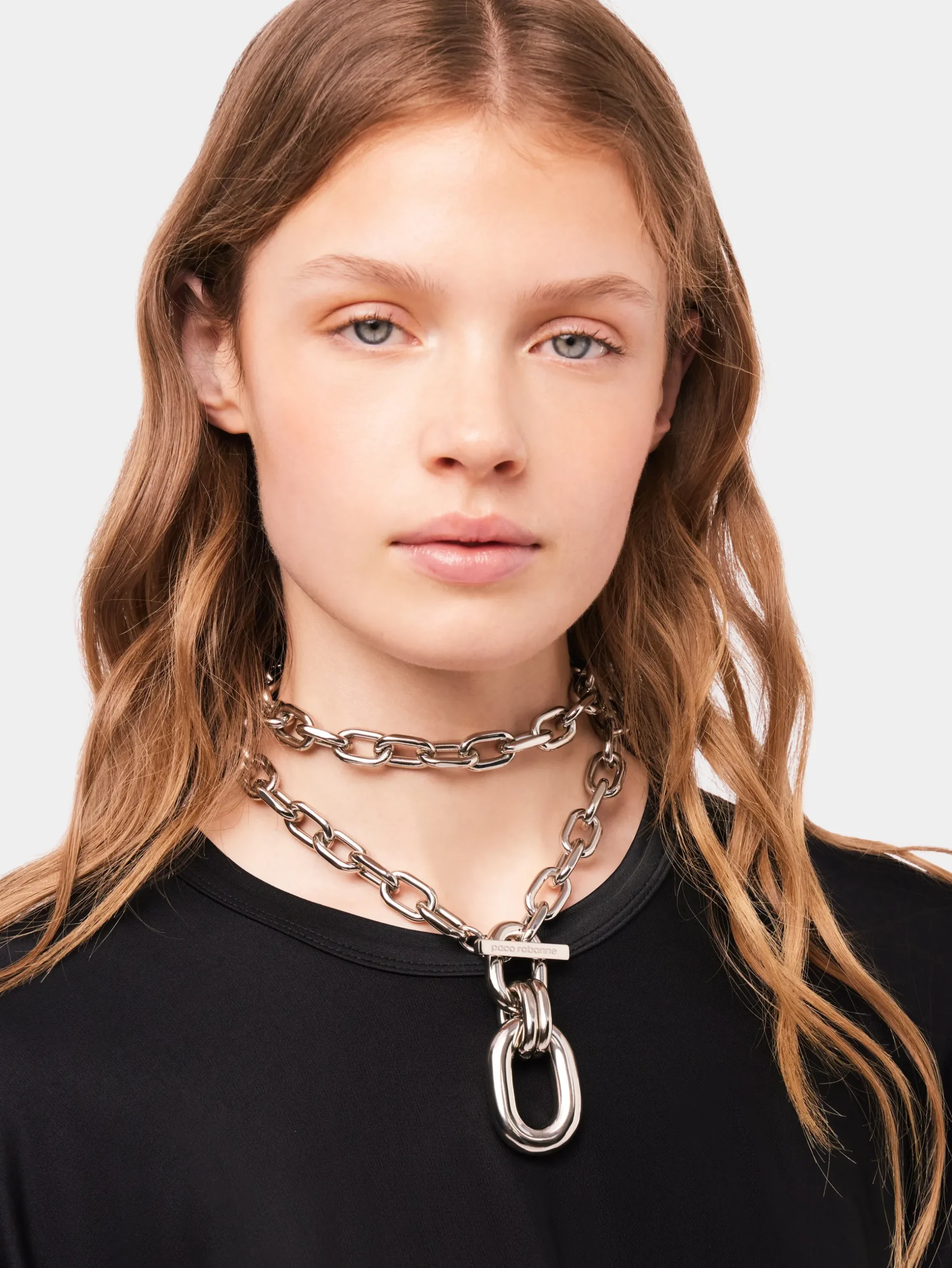 Silver DOUBLE XL Link Necklace WITH Pendant | Rabanne Clearance