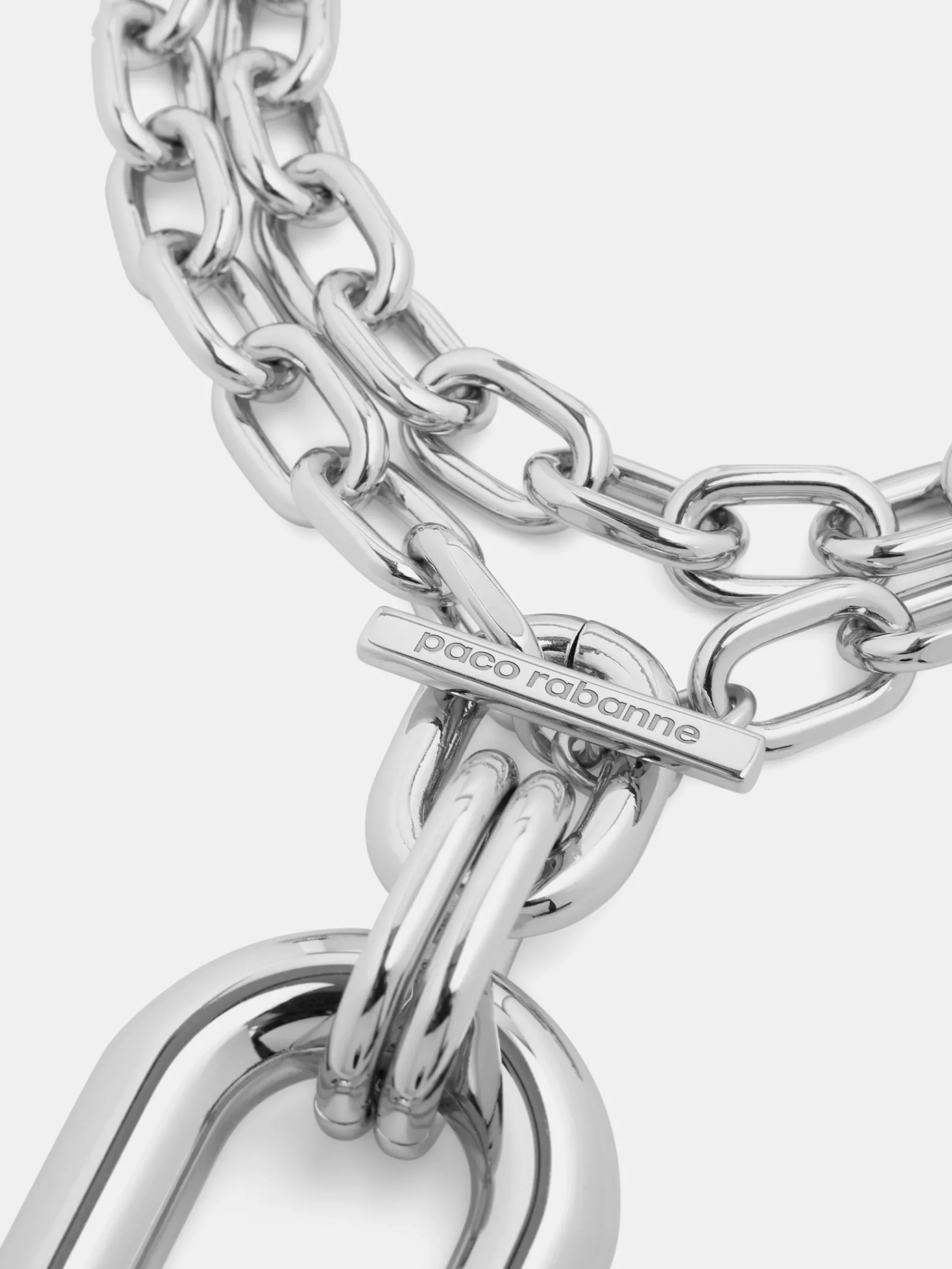 Silver DOUBLE XL Link Necklace WITH Pendant | Rabanne Clearance