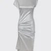 Silver drapé pression dress in lurex | Rabanne Best Sale