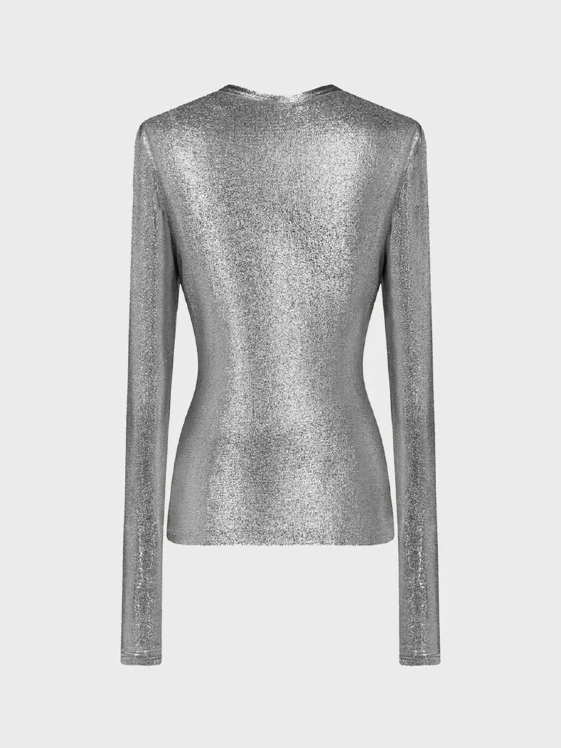 Silver drapé pression top in lurex | Rabanne Store