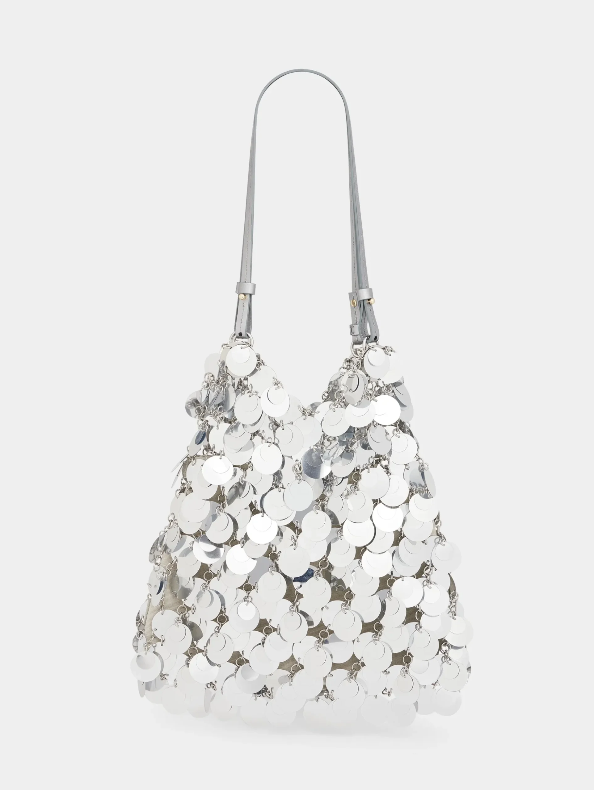 silver sparkle discs Large bag | Rabanne New