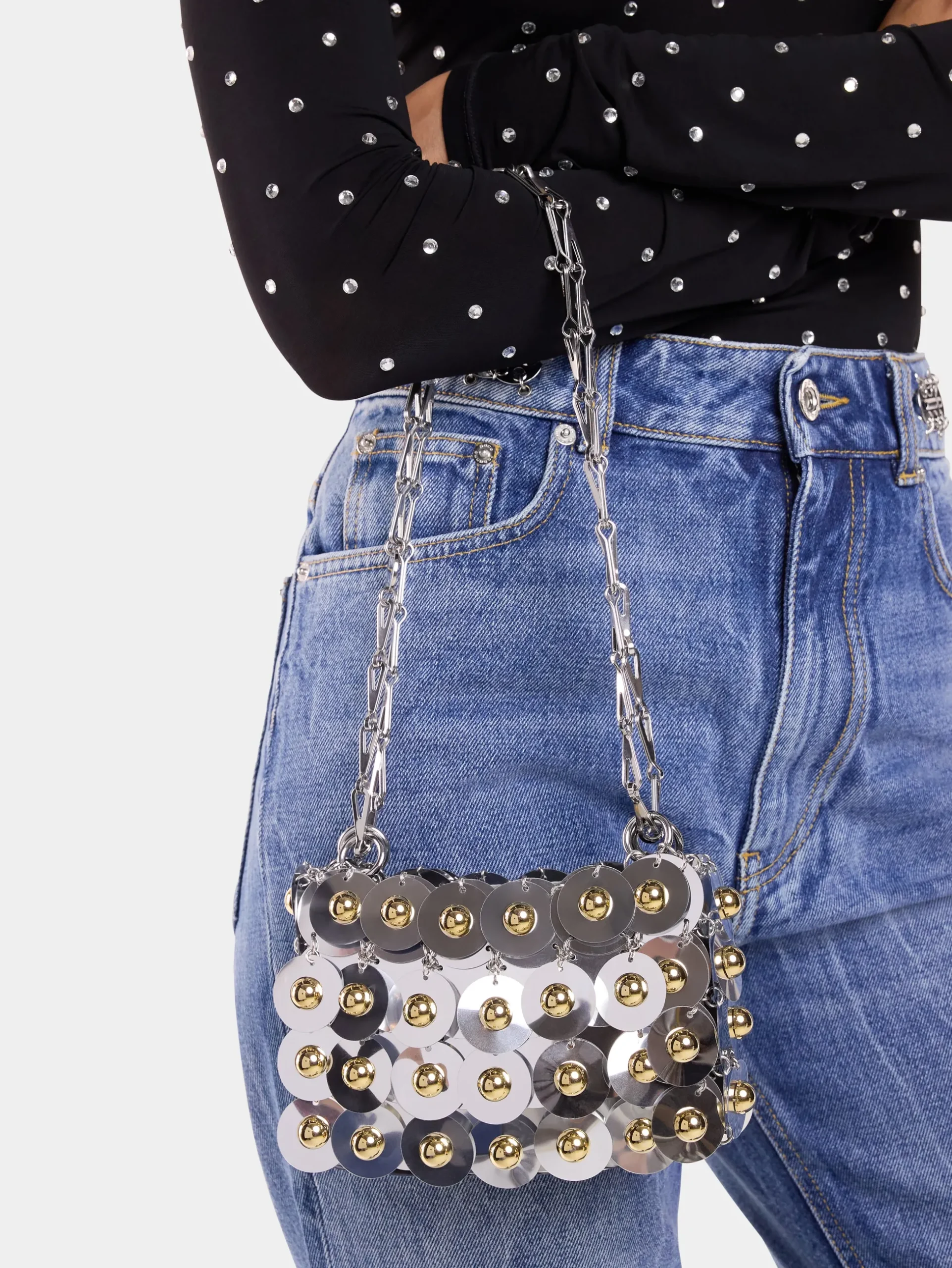 SILVER SPARKLE NANO SPHERE BAG | Rabanne Sale