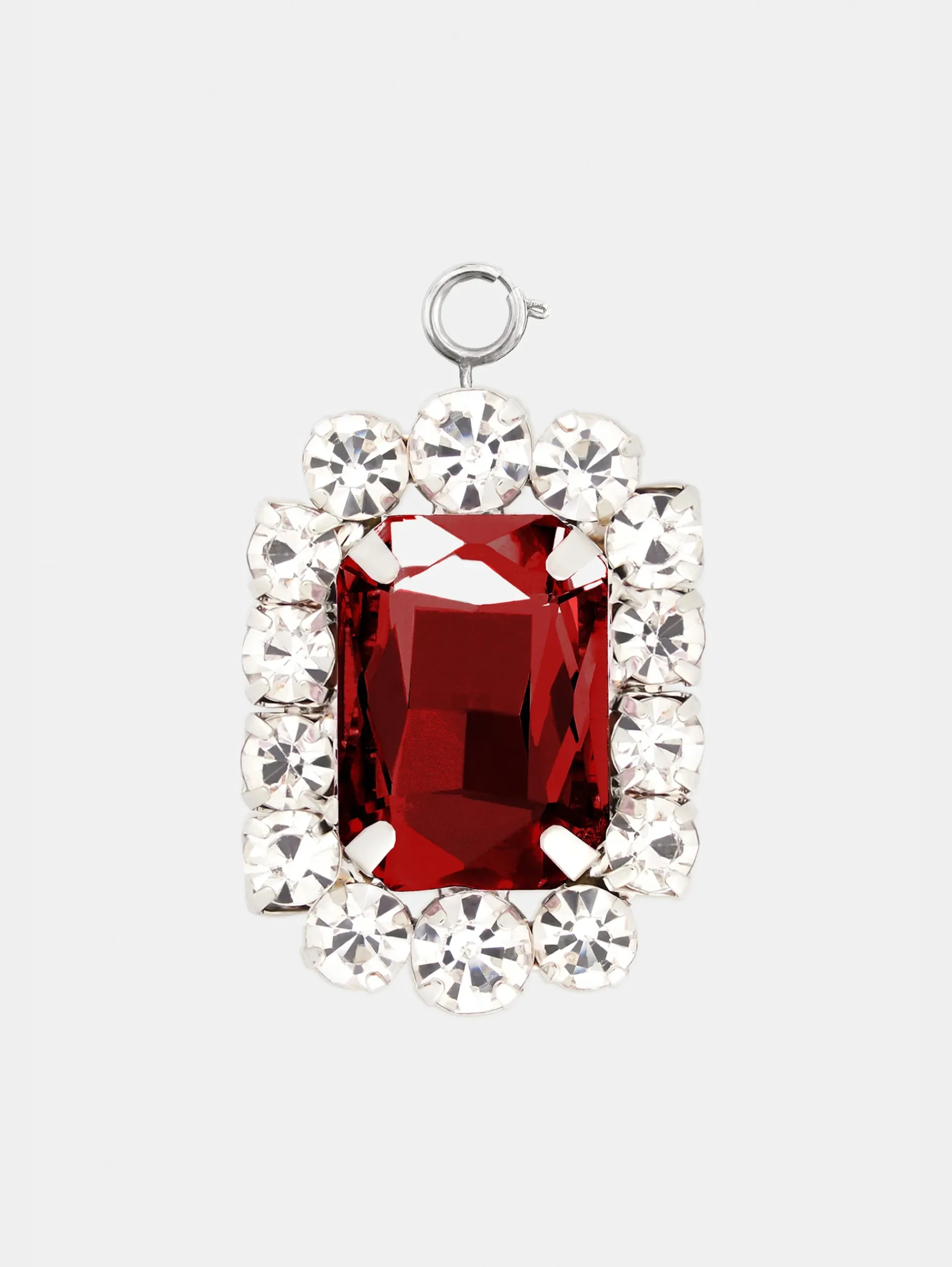 Squared charm with ruby red crystal | Rabanne Store