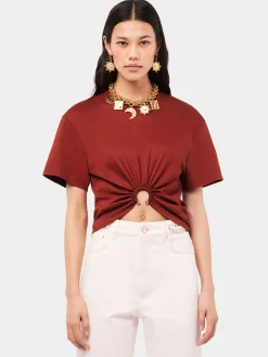 Terracotta T-Shirt with piercing signature | Rabanne Flash Sale
