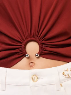 Terracotta T-Shirt with piercing signature | Rabanne Flash Sale