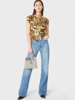 The gold sparkle discs top | Rabanne Store