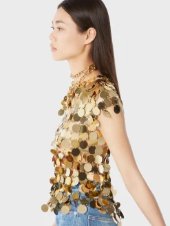 The gold sparkle discs top | Rabanne Store