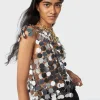 The iconic silver sparkle discs top | Rabanne Store