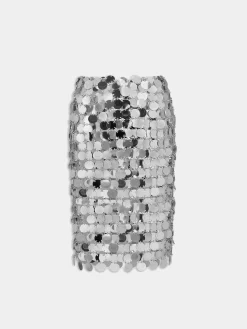 THE SILVER SPARKLE DISCS MIDI SKIRT | Rabanne Sale