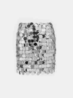 The Silver sparkle discs skirt | Rabanne Shop