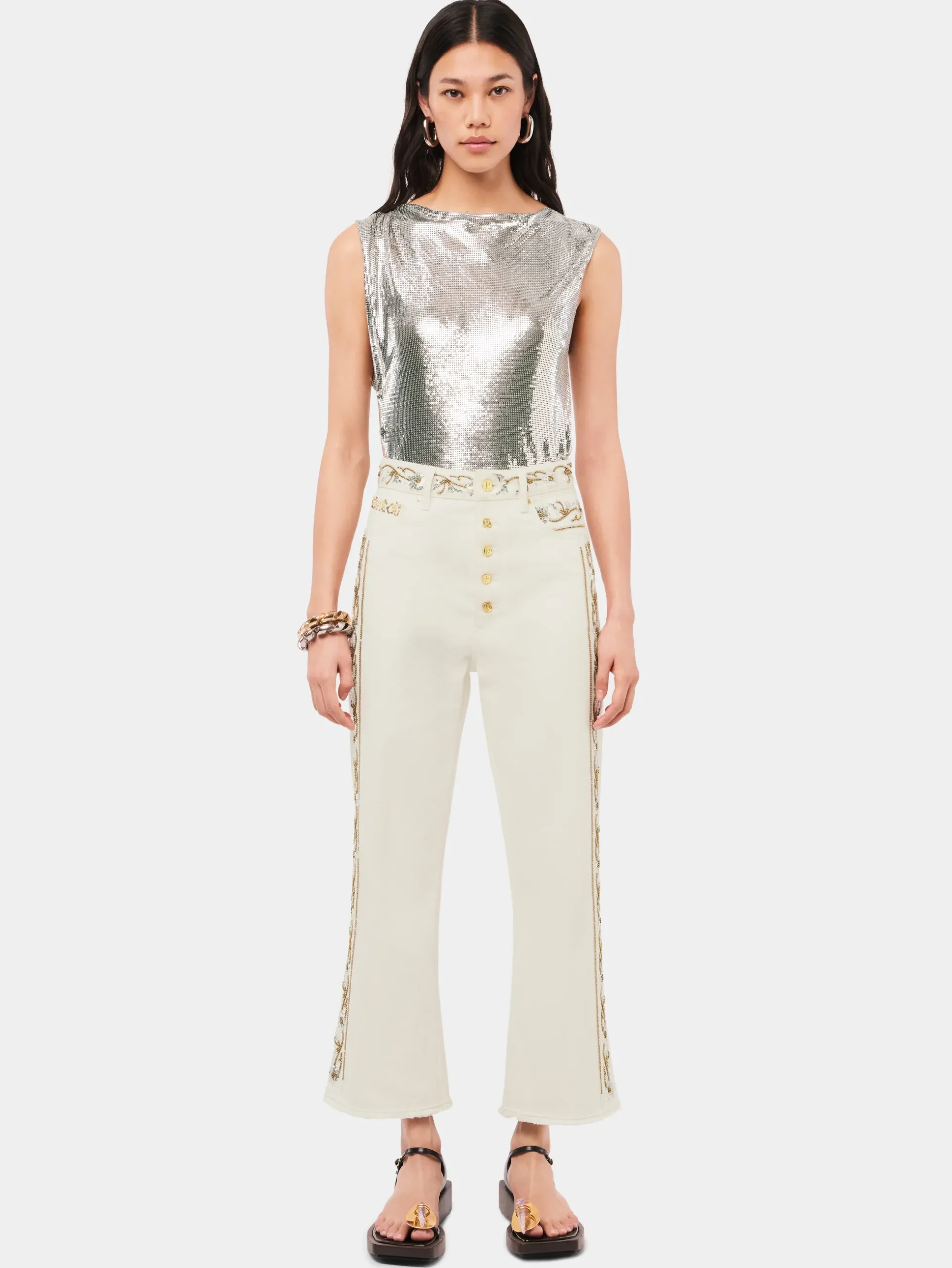 Top in a silver mini mesh | Rabanne Sale
